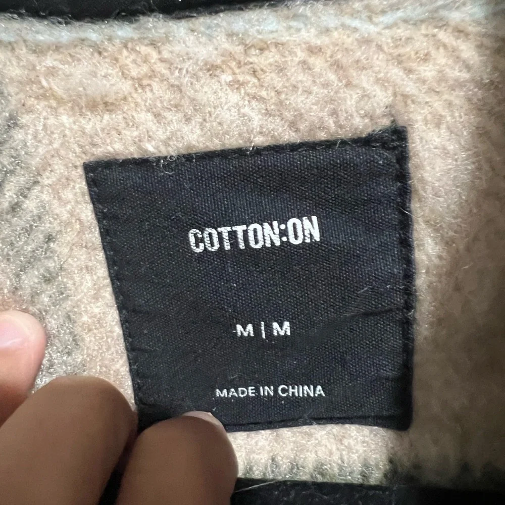 Cotton On women's Plaid Shirt Jacket - Beige and Blue - Picture 4 of 5